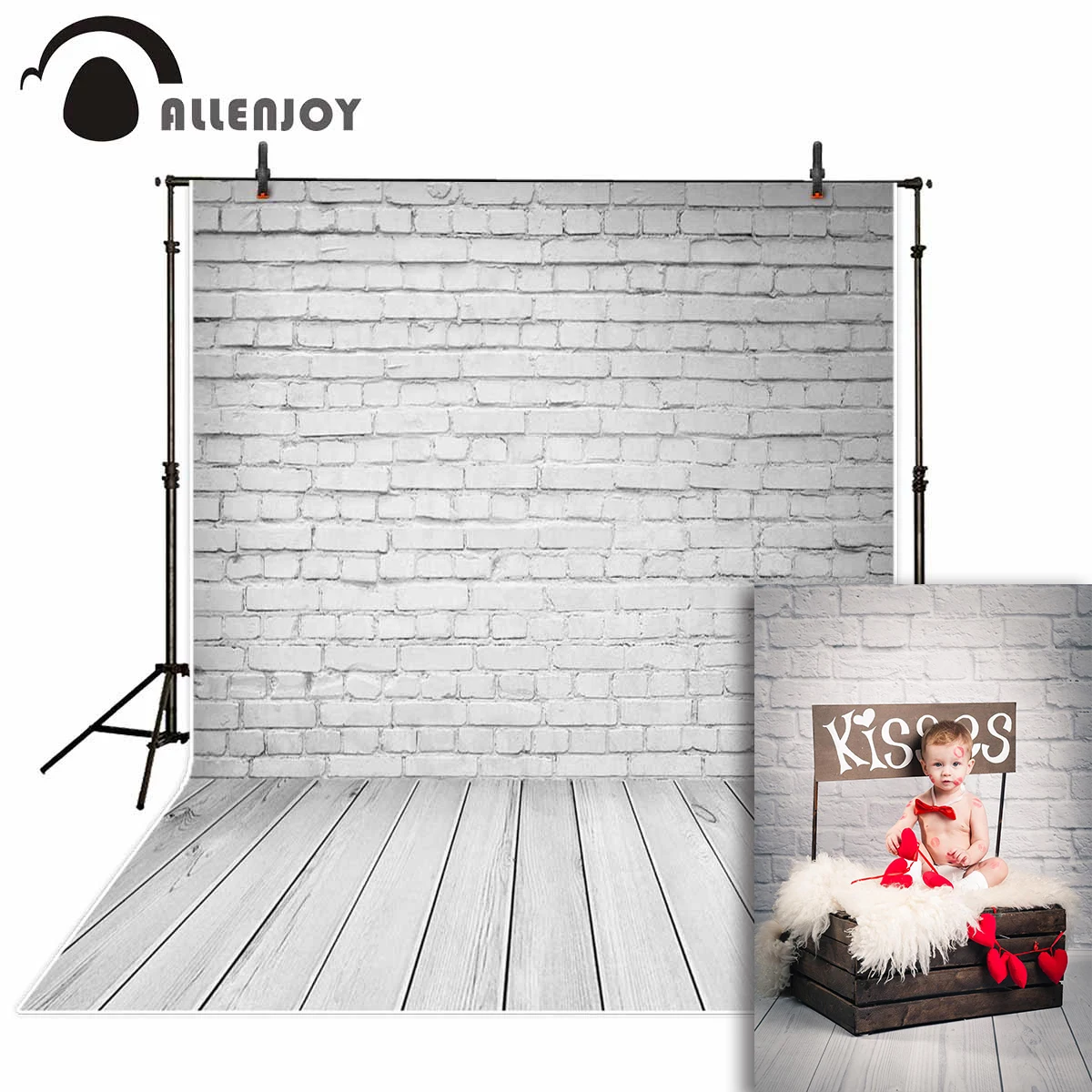 

Allenjoy Photographic background Wood brick wall white minimalist newborn photography photocall camera fotografica wood