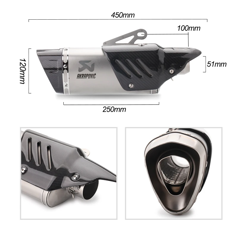 Akrapovic выхлопная универсальная 51 мм Модифицированная мото rcycle труба глушитель для