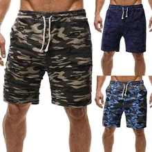 Мужские спортивные повседневные шорты, удобные спортивные штаны на шнурке, летние для тренировок в фитнес-зале, мужские камуфляжные шорты милитари 037