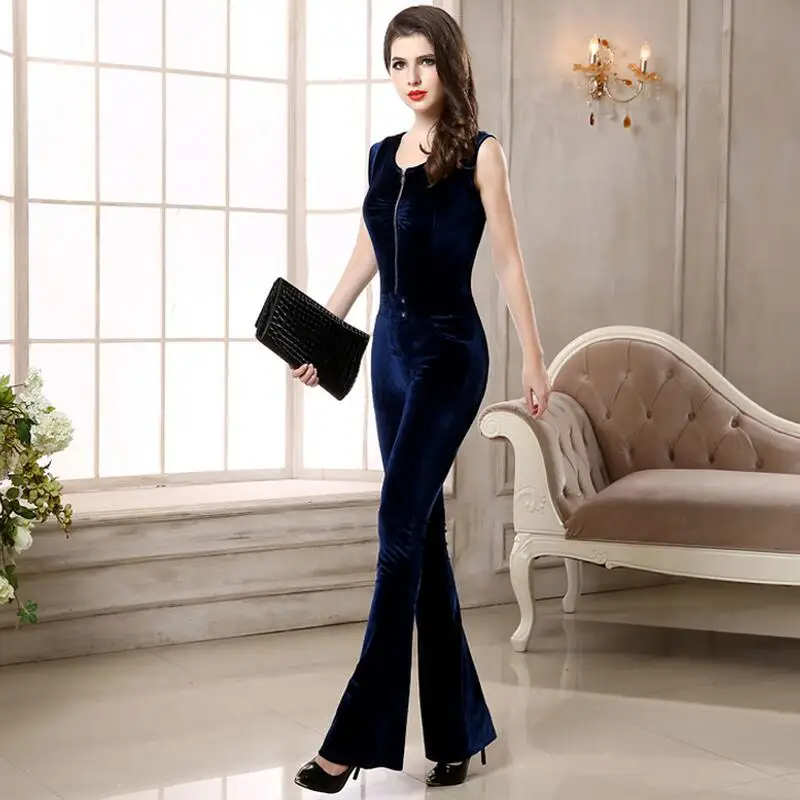 sleeveless velvet jumpsuit