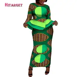 Африканская Одежда Набор для Для женщин 0-Шея торжественное платье Африканский Dashiki юбка блузка дизайн спортивный костюм хлопок Костюмы