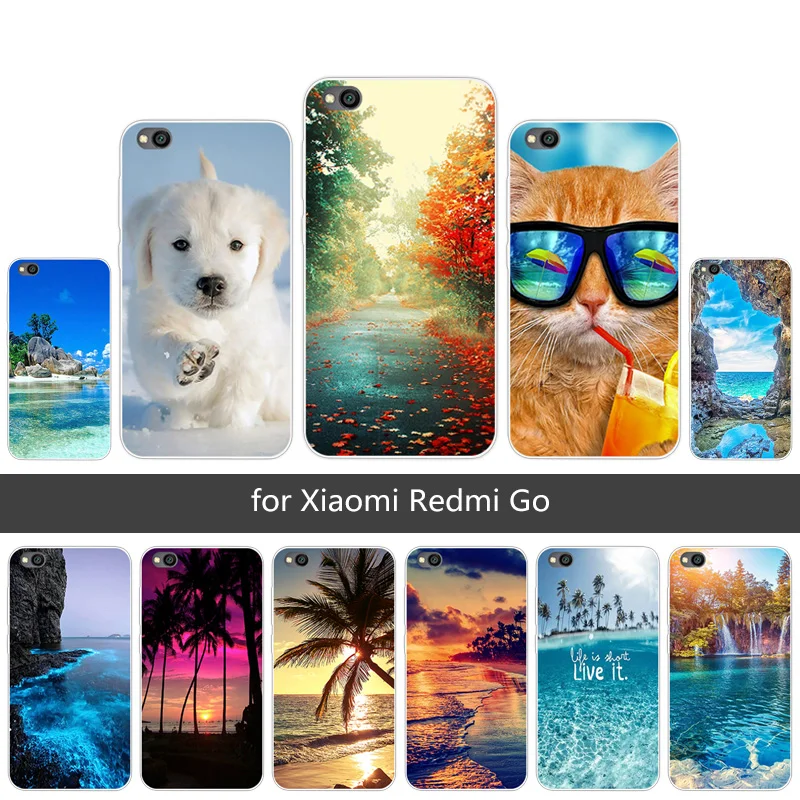 Полная защита для 5 0 дюймов Xiaomi Redmi Go Scen прозрачный силиконовый чехол с принтом
