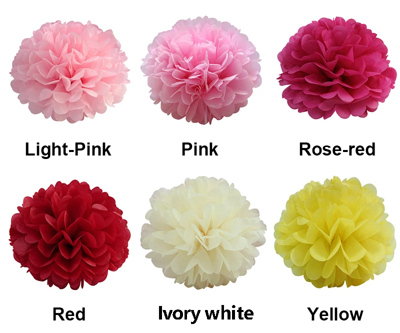 White Tissue Paper Pom Poms Flowers Balls Wedding Decorations Party Decorations Adult Baby Shower Deco Mariage Paper pompoms