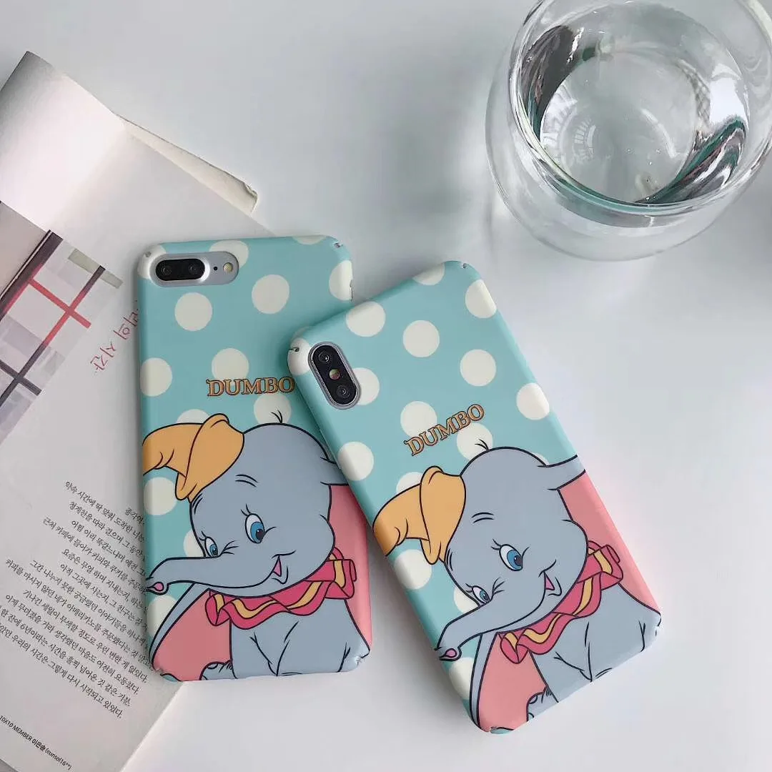 

Cute Dumbo Pink Elephant circus case for iPhone X Xs Mas Xr 10 8 7 6 6s Plus coque for iphone 7 phone Scrub Hard PC Cover
