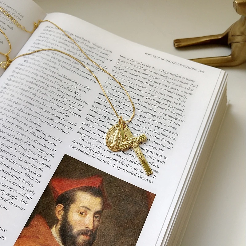 Peri'sBox 925 серебро Девы Мэри подвеска с Иисусом ожерелья минималистичный крест Чокеры многослойные ожерелья для женщин Bijoux