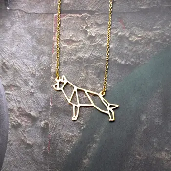 

Wholesale Trendy German Shepherd Necklace Women Origami Statement Necklace Pet Jewelry Kolye Cs Go Collares