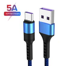 Супер заряда Тип usb C телефонный кабель быстрой зарядки и передачи данных 2in1 нейлон 5A для huawei P10 P20 pro plus Коврики 9 10 RS Porsche Примечание V20