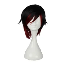 Mcoser 30 см короткий кудрявый синтетический черный и красный смешанный цвет стиль косплей парик Высокая температура волокно WIG-011A