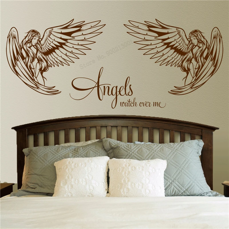 

Wall Decoration Angels Watch Over Me Room Sticker Angel Decor Beauty Bedroom Poster Removeable Mural Lounge Decal LY298