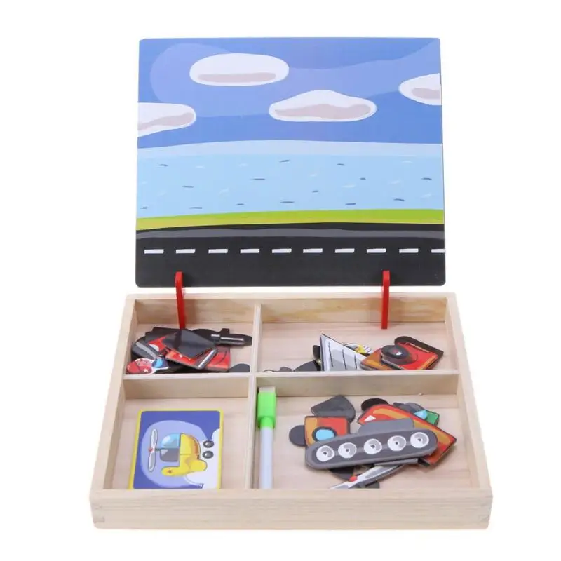 2style Мультфильм магнитный для рисования и письма головоломка двойной мольберт Деревянные игрушки Обучающие игрушки для детей подарок на