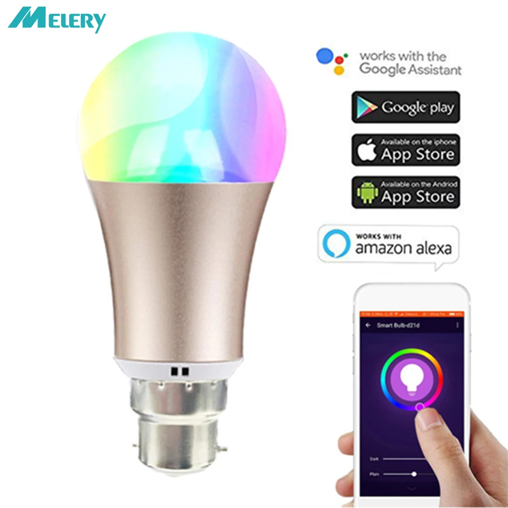 

WiFi Smart Light LED Bulb B22 60W Equivalent Warm White RGB Dynamic with Echo Alexa,Google Assistant,for iOS and Android Phone
