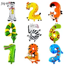 1pc Cute 16inch Animal Number 0-9 Ballons Cartoon foil Air Balloon Birthday Party Decoration Boy/Girl Baby Shower Party Supplies