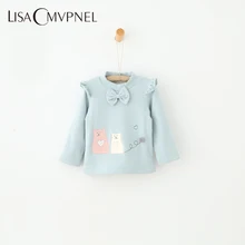 lisacmvpnel baby girl clothes Cat girls plus velvet bow shirt baby girl winter Sweater