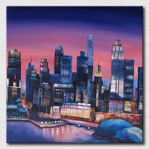 

City scenery pictures painted on canvas modern oil painting high quality handmade oil painting for living room