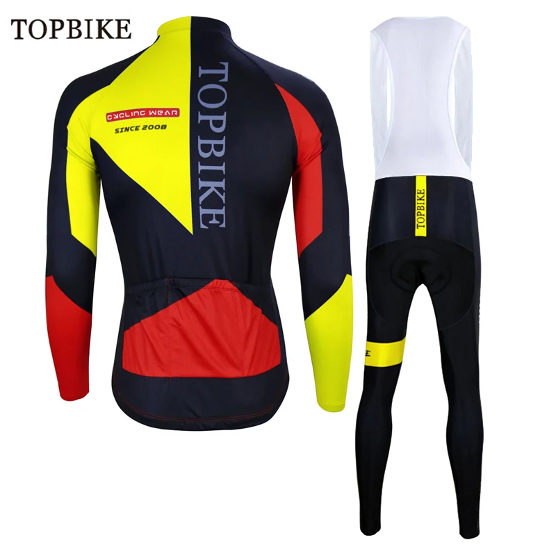TOPBIKE Pro Bib Велоспорт Джерси комплект с длинным рукавом велосипедная одежда осень быстросохнущая MTB велосипедная одежда для езды на гоночном велосипеде одежда