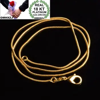 

OMHXZJ Wholesale Personality Fashion OL Woman Girl Party Wedding Gift Gold 1MM Snake Chain 18KT Gold Chain Necklace NC163