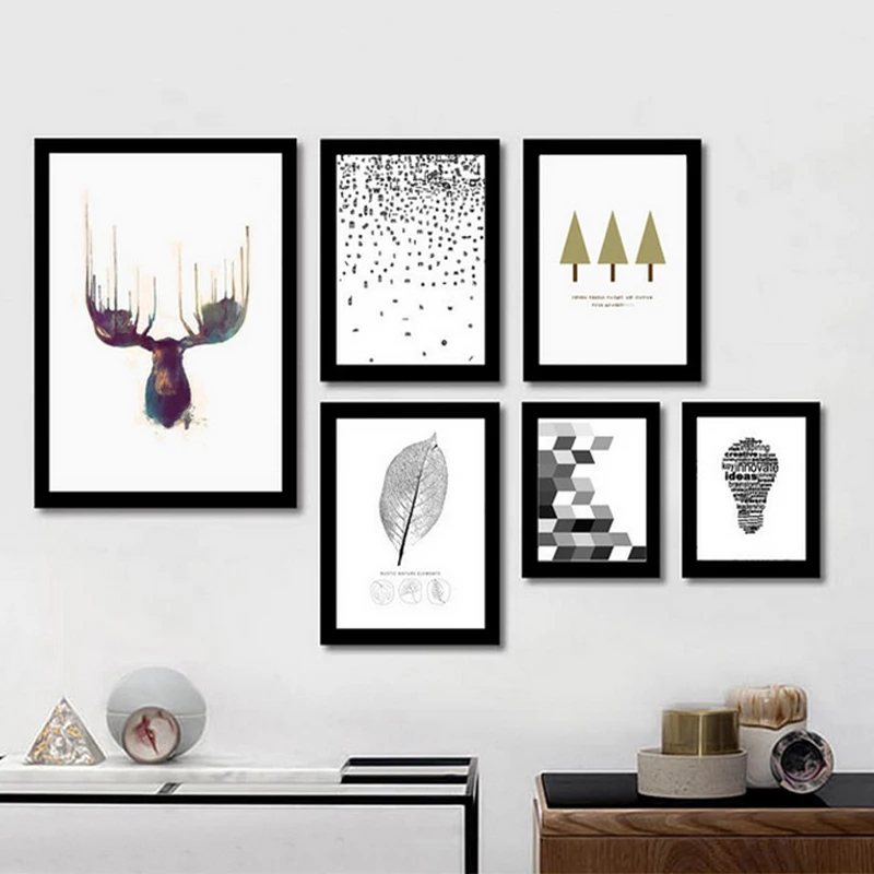 

Abstract Canvas Paintings Nordic Art Minimalist Deer Posters and Prints Wall Pictures For Office Living Room Home Decor No Frame