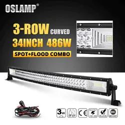 Oslamp 486 Вт 34 inch 3-ряд изогнутой светодио дный свет бар Offroad Combo Луч светодио дный работа светлая полоса 12 В 24 В Грузовик внедорожник ATV 4WD 4x4