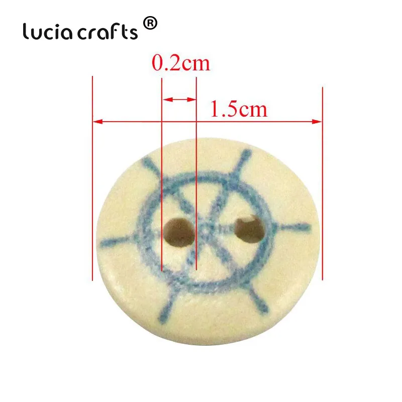 50 шт. 1,5 см 2 отверстия круглые деревянные пуговицы синий морской дизайн скрапбукинг Швейные DIY аксессуары E0112
