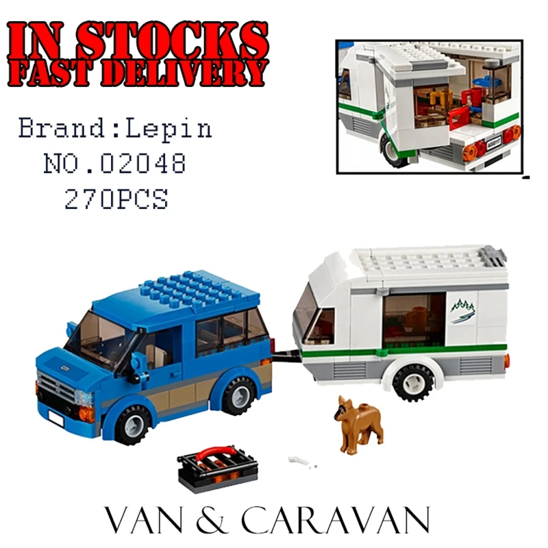 New Lepin 02048 270Pcs City Traffic Vehicles Van Caravan Camping Building Blocks Set 60117 Bricks font