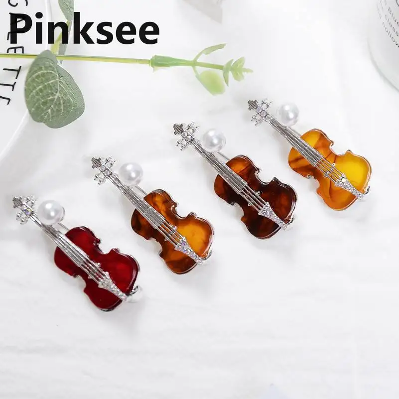 

Fashion Jewelry Women Red Violin Brooch Pins Party Club Decoration Accessories Brooches Pin Music Style Corsage pins and brooch