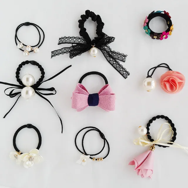 Hair band combination of 9 Pcs/set Girls hair accessories Fashion Women Elastic hair rubber