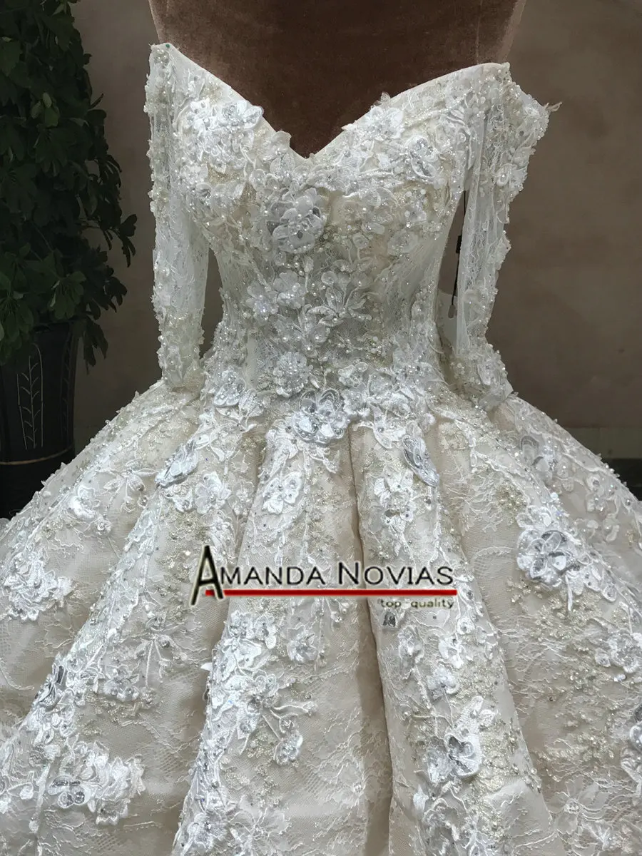 Новое поступление с открытыми плечами 3/4 рукава Аманда Novias бальное платье свадебное vestido de noiva 2019