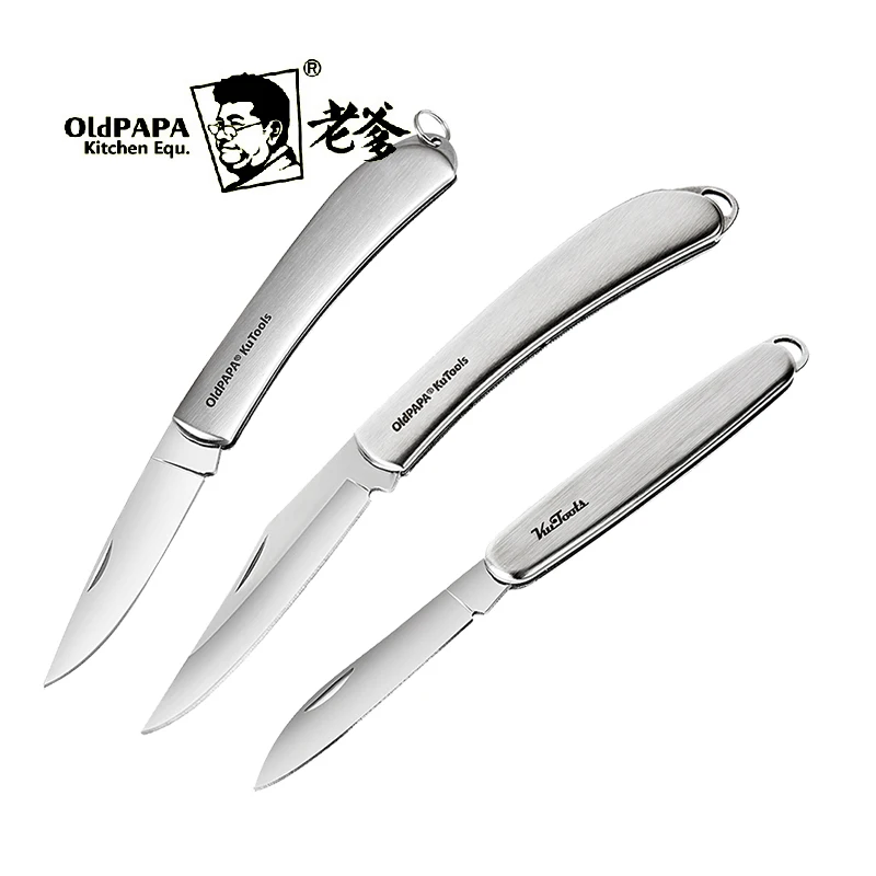 

OldPaPa Military Quality Folding Stainless Steel Multifunctional Paring Knife Fruit Fork Portable Peeling Knives
