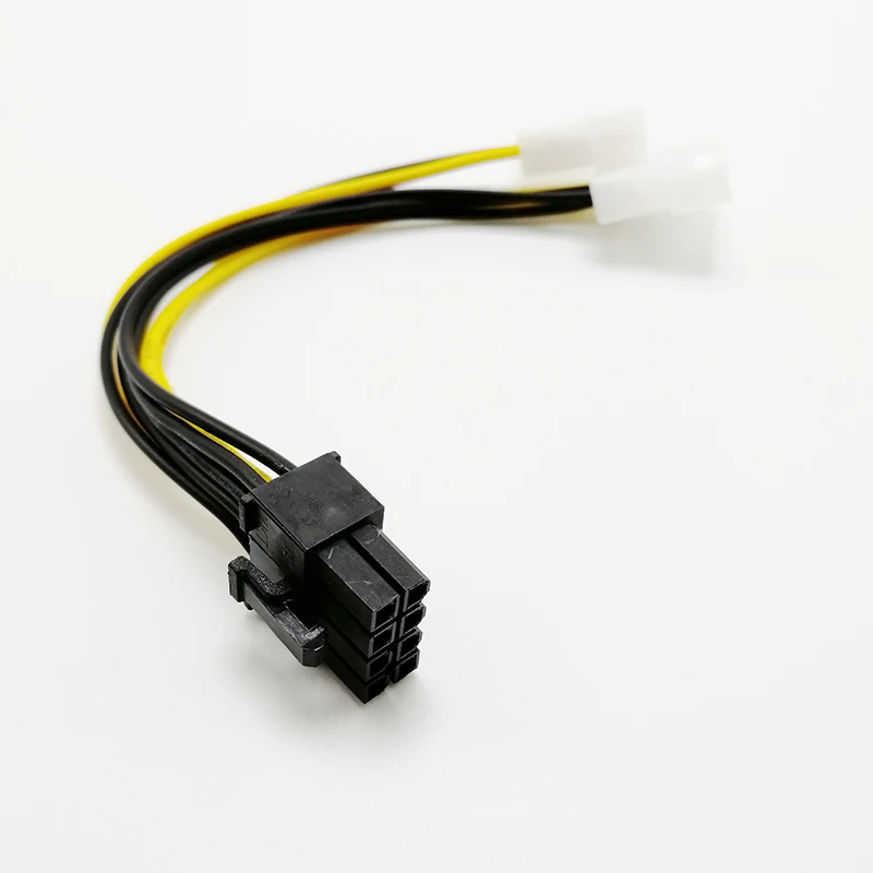 

2Pcs 6 inch 2 x Molex 4 pin to 8-Pin PCI Express Video Card Pci-e ATX PSU Power Converter Cable Molex to Pcie 8 pin Adapter