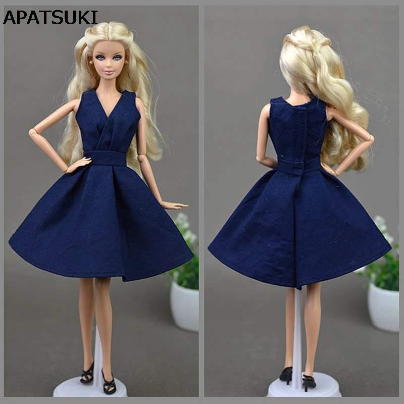 Темно-синий элегантный ручной работы уникальный кукла платье для куклы Барби платья для вечеринок Vestido одежда для 1/6 BJD куклы аксессуары