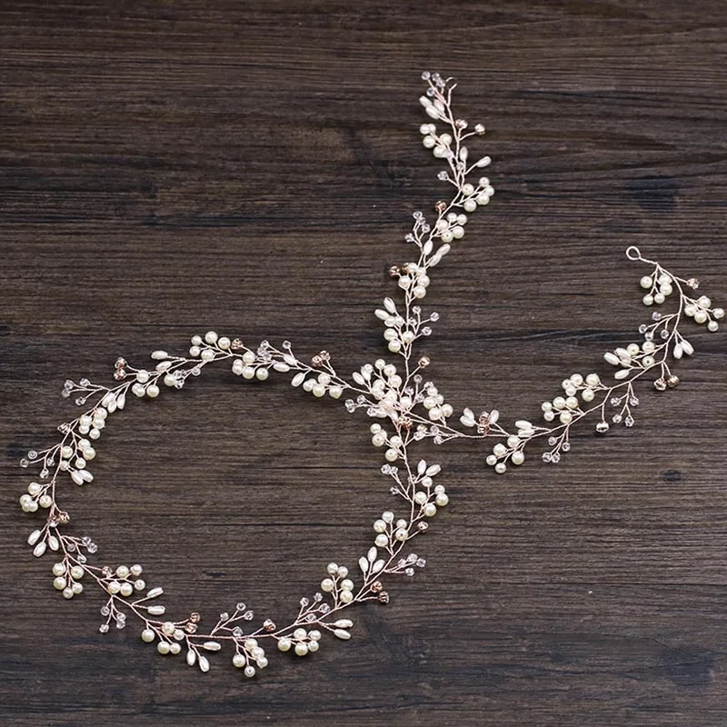 

Fairy fresh flower chian 50cm alloy pearl white hairband hair accessory with free shipping