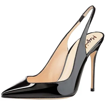 

New shoes women pointed toe fine high heel pumps high quality patent leather fabric sandals handmade office party shoes women