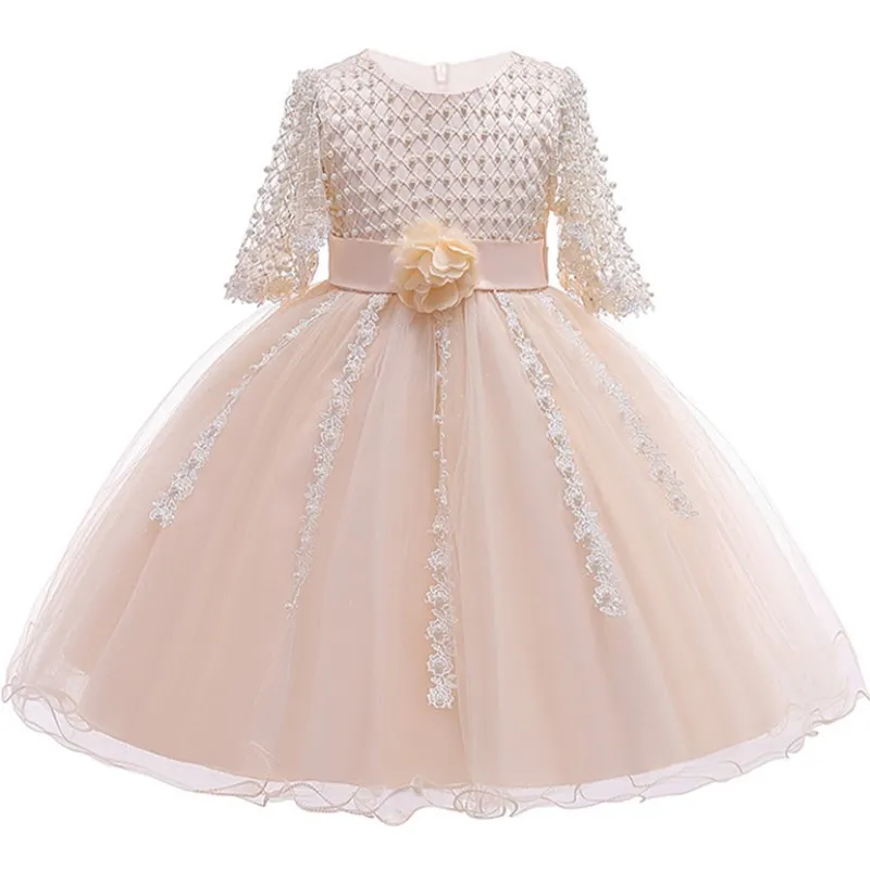 

JAYLAY Girl Dress For Wedding Party Embroidery Gold Sequins Flowers Princess Girls Dresses Summer Girl Ball Gown Dresses 3-12 Years