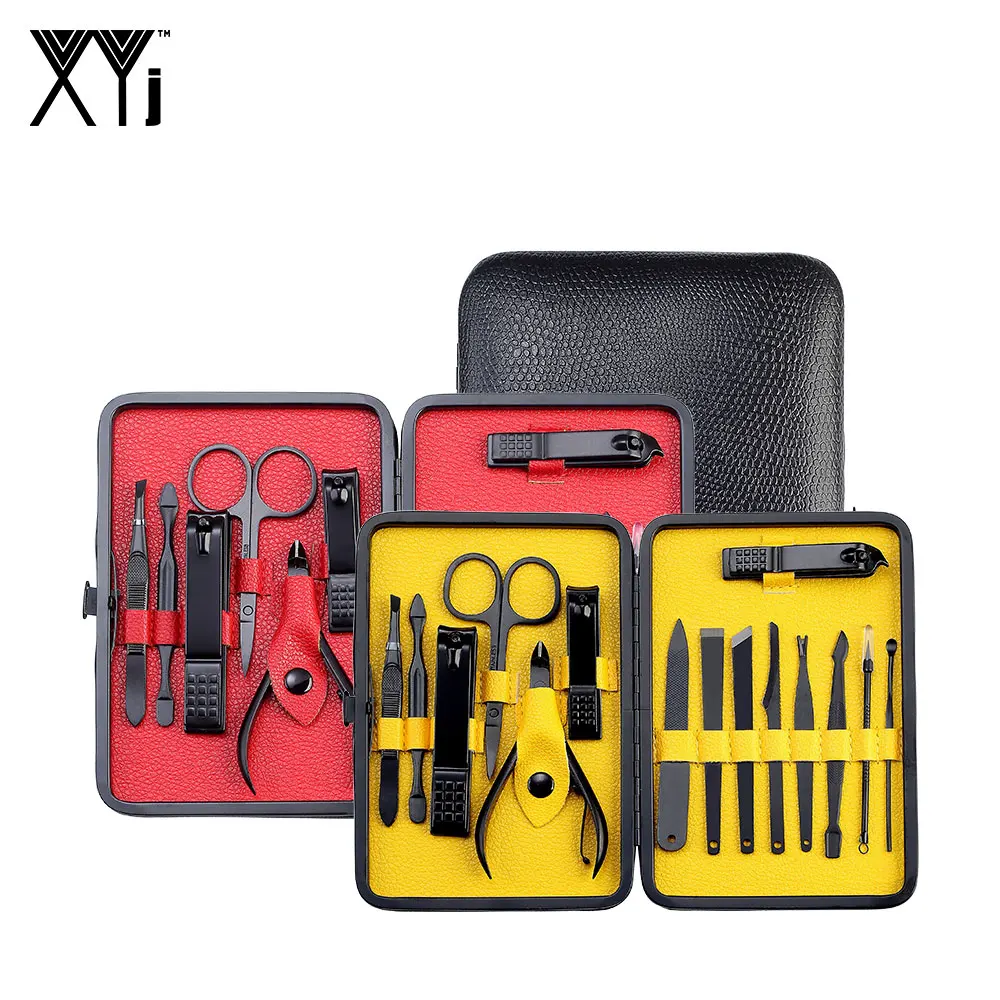 

XYj Manicure Set Stainless Steel Nail Kit Black Nail Clippers Pedicure Kit Grooming Kit Beauty Tools Home Nail Art Tool Sets