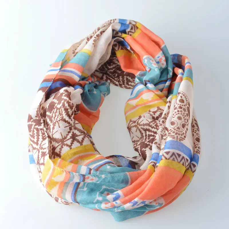 

Guttavalli Women Geometric Print Loop Shawl Romantic Dots Cashew Stripes Infinity Scarf Girl Floral Winter Chevron Ring Scarves