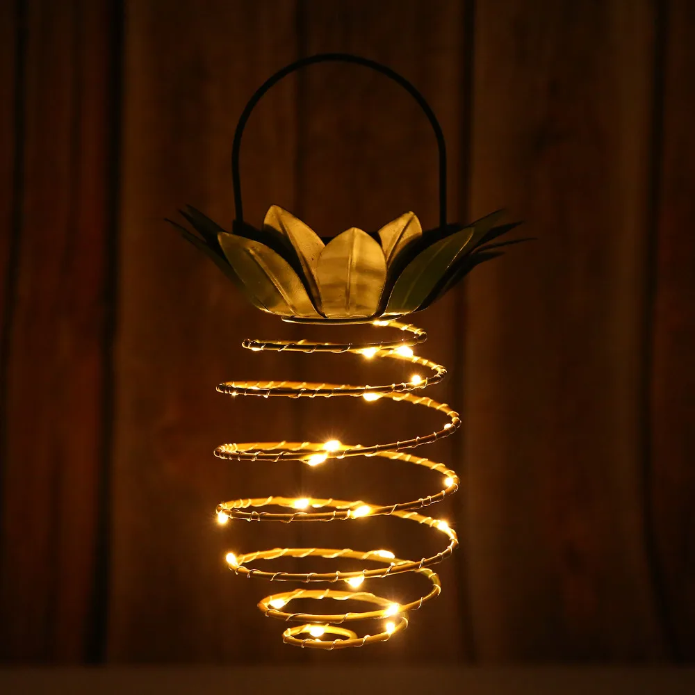 2pcs Pineapple Lights Outdoor Garden Path Solar Light Pineapple Decoration Hanging Fairy Light
