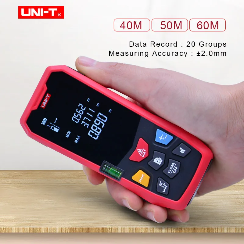Laser Rangefinder UNI-T LM40 LM50 LM60 Digital Laser Distance Meter battery-powered 40m/50m/60m diastimeter HD 2.0\
