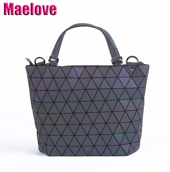 Women Japan style Handbag Geometric Laser Bao Bao Luminous Purse Bag Bucket Tote