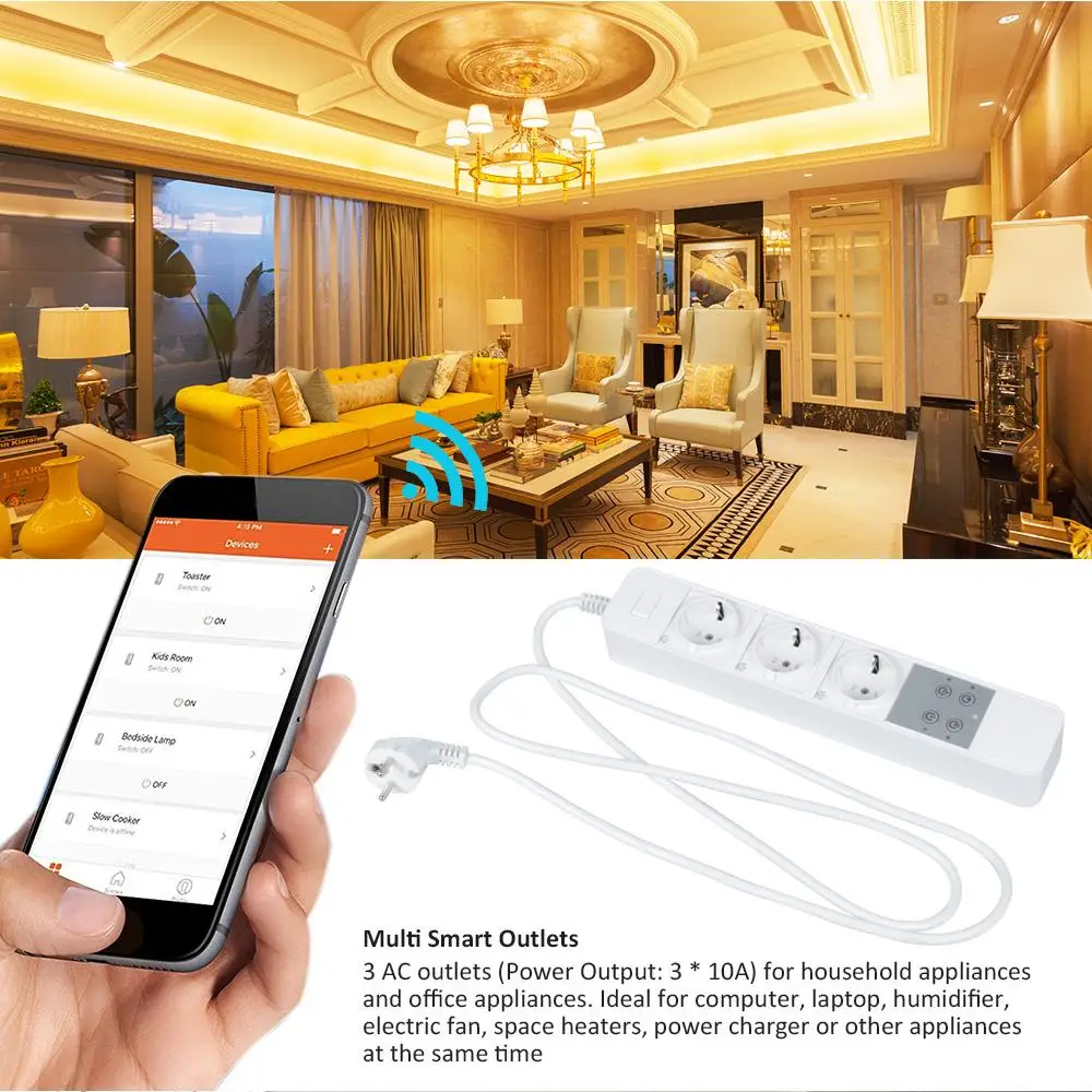 WiFi Smart Разъем power strip smart plug приложение Управление синхронизации планирования Amazon Alexa Google дома IFTTT Стабилизатор напряжения