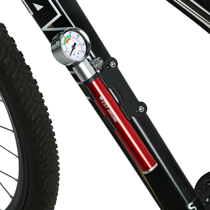 Велосипедный мини насос с манометром и шлангом сверхлегкий MTB для велосипедных
