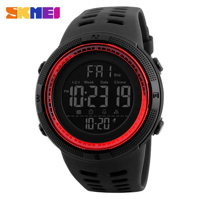 Цифровые часы наручные модные спортивные часы мужские водонепроницаемые Reloj Deportivo электронные наручные часы Relogio Militar Masculino Saat - Цвет: BLACK RED