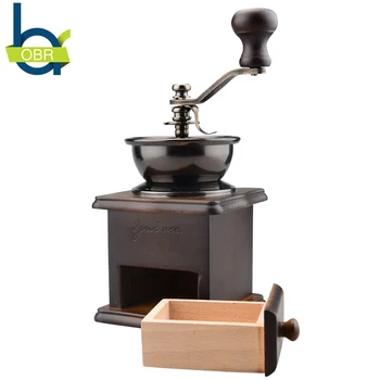 

OBR Classical Wooden Manual Coffee Grinder Coffee Spice Burr Mill Hand Coffee Grinder Stainless Steel Ceramic Core Kitchen Tools
