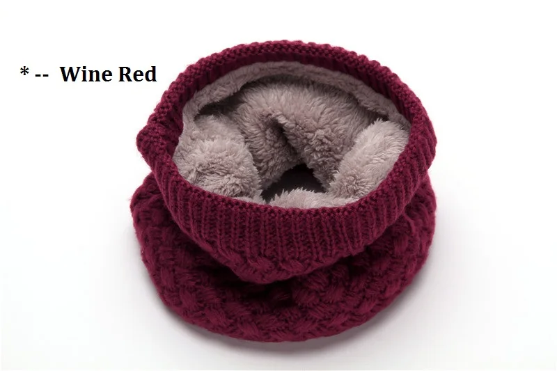 Зимний теплый флисовый шарф унисекс для женщин и мужчин, детский шарф, теплый шарф-хомут для шеи, женская маска для лица, шапочки - Цвет: Wine Red