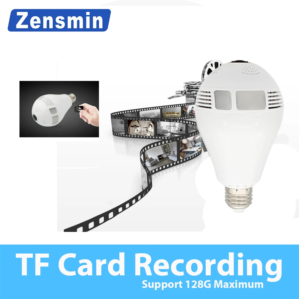 Zensmin лампочки Беспроводной IP Камера Wi Fi FishEye 960 P/3MP 360 градусов VR CCTV 1.3MP охранных wi