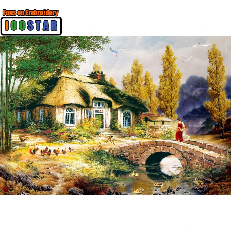 

NEW DIY Diamond Painting Scenery round/square Diamond Needlework Crafts Best Diamond Embroidery Villages and bridge Home Decor