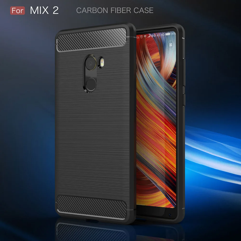 For Xiaomi Mi Mix 2 Case Silicon Case for Xiaomi Mi Mix2 Case Cover Fundas Soft Carbon Fiber Brushe Coque Etui Capinha Aksesuar