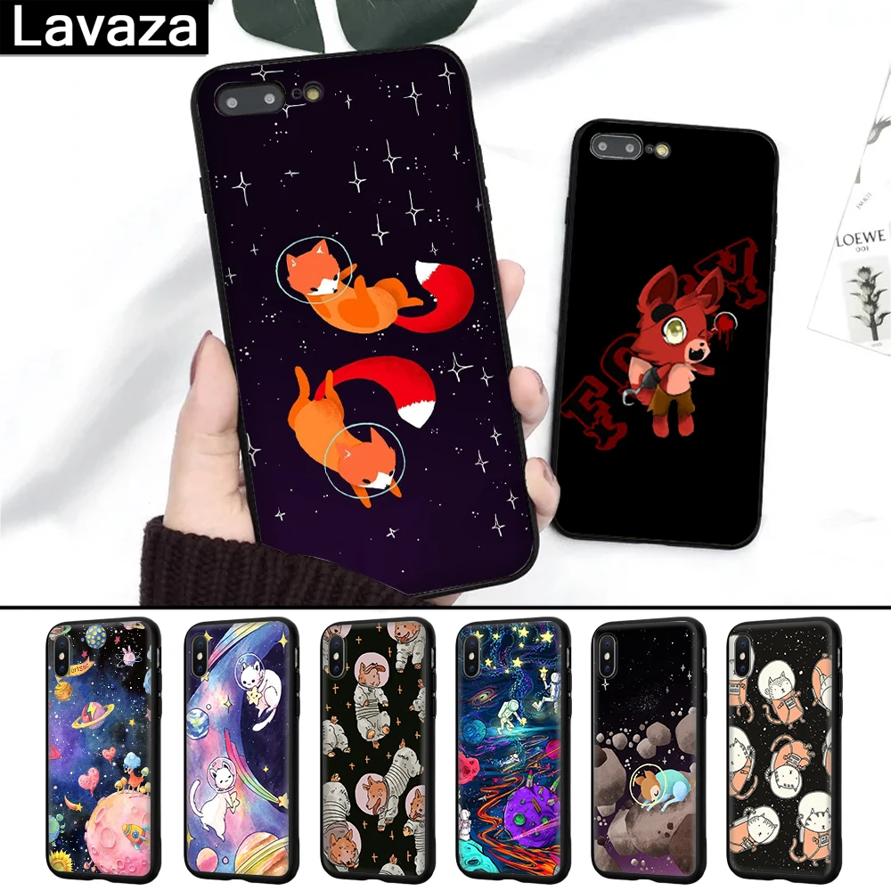 

Lavaza Astronaut Fox Space Moon Universe Foxes Silicone Case for iPhone 5 5S 6 6S 7 8 Plus X XR XS Max