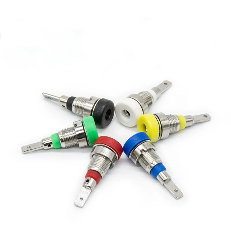 

10pcs 4mm 2mm Banana Socket Connector Panel Socket Copper Insulated Terminal Block Banana Female Hole