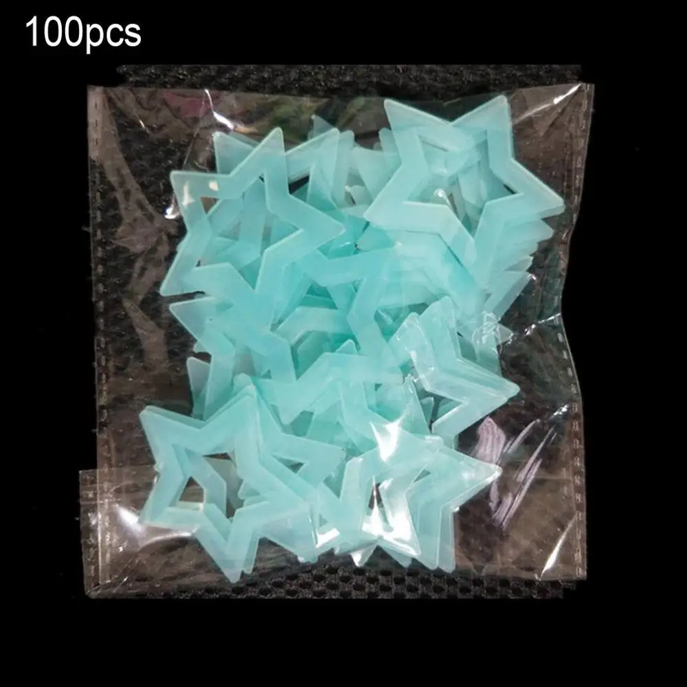 Настенные наклейки 100 шт 3 см 3D светящиеся звезды флуоресцентные Детские потолочные домашние темные звезды настенные стикеры праздничный Декор - Цвет: Синий