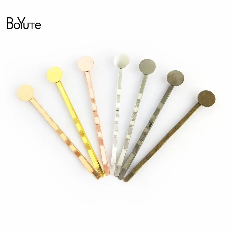 

BoYuTe 100Pcs 7 Colors Round 6MM 8MM 10MM 12MM Cabochon Base Hair Clip Base Women Diy Accessories